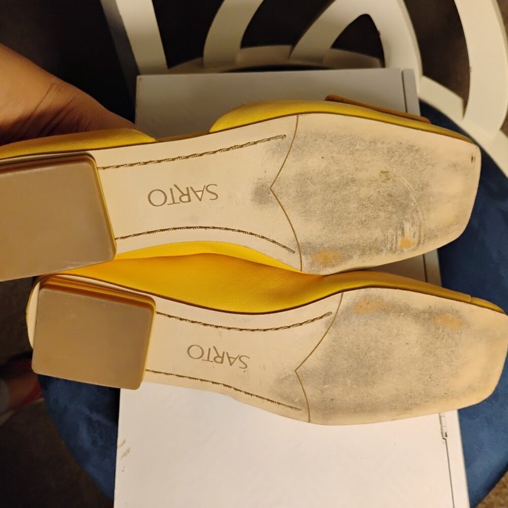 Franco Sarto Yellow Leather Square Toe Flats 8.5M - Picture 3 of 8